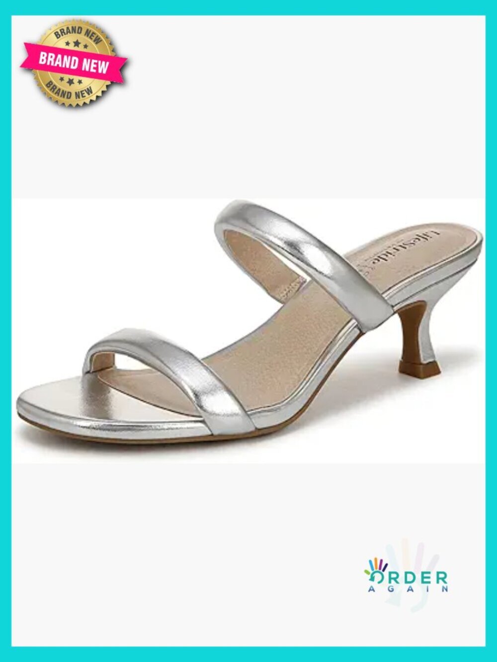 Heeled Sandals with Comfort Technology Slip On Low Kitten Heel Strappy